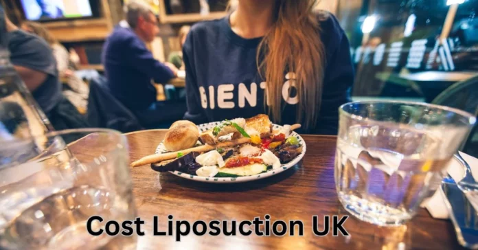 a plate of food on a table cost liposuction uk